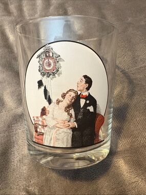 Norman Rockwell Vintage “Courting at Midnight”  Glassware - Clear Drinking Glass